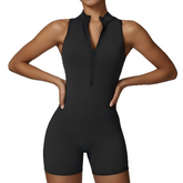 Stylish quick-dry pleated jumpsuit with high-waist hip-lifting fit. Seamless construction, front zipper for easy wear. Perfect for yoga, HIIT & gym workouts. Shop jumpsuits collection!