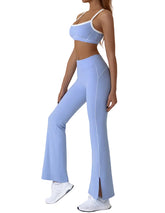 Shop Kincey's color-block yoga outfit for women. Slim-fit, naked-feel fabric with high-waist long pants. Quick-dry, 4-way stretch activewear for yoga & gym.