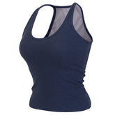 Sleeveless yoga tank with built-in bra pads for hassle-free workouts. Moisture-wicking, breathable fabric keeps you cool. Great for yoga, running, Pilates & gym sessions. Add to cart now!