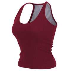 Sleeveless yoga tank with built-in bra pads for hassle-free workouts. Moisture-wicking, breathable fabric keeps you cool. Great for yoga, running, Pilates & gym sessions. Add to cart now!