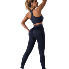 Complete 4-piece seamless yoga set with sports bra and high-waist leggings. Moisture-wicking, shockproof support for all-day comfort. Ideal for yoga, gym, HIIT & fitness training. Get the complete set today!