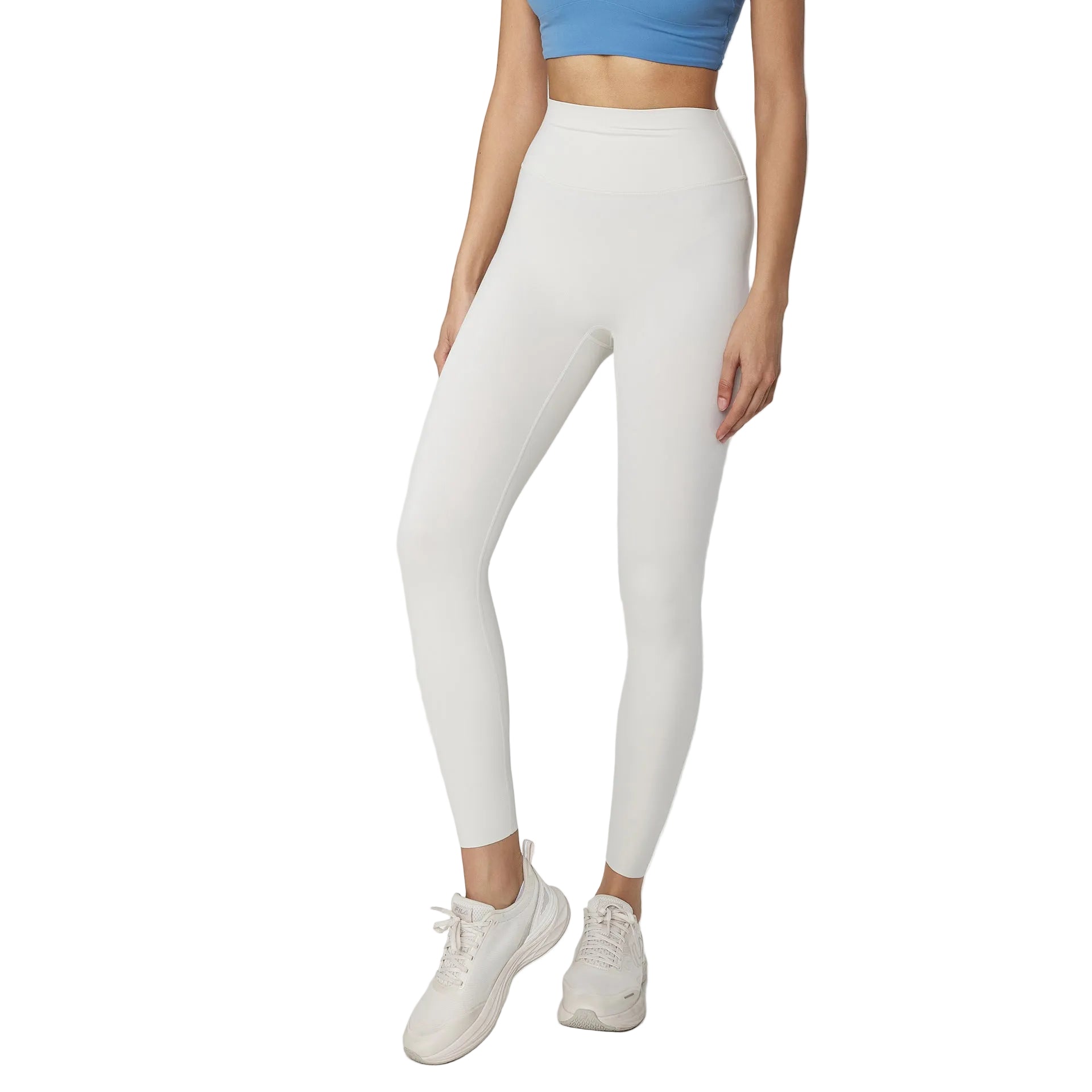 Premium nude Lycra high waist yoga pants with peach hip lifting design. Slimming compression, superior stretch, perfect for yoga and fitness training.