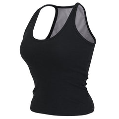 Sleeveless yoga tank with built-in bra pads for hassle-free workouts. Moisture-wicking, breathable fabric keeps you cool. Great for yoga, running, Pilates & gym sessions. Add to cart now!