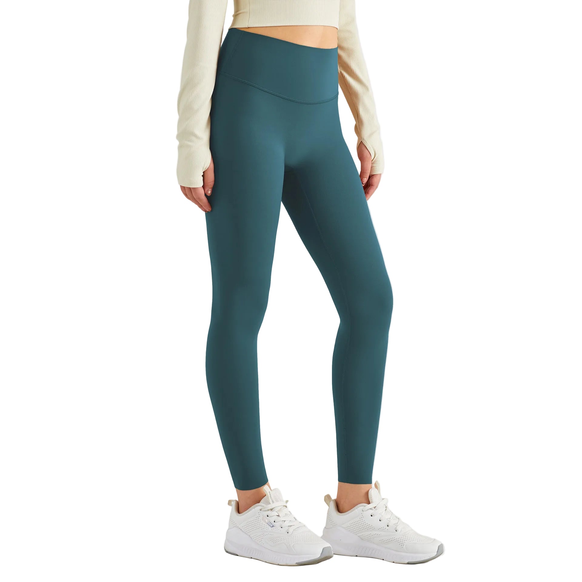 Premium nude Lycra high waist yoga pants with peach hip lifting design. Slimming compression, superior stretch, perfect for yoga and fitness training.
