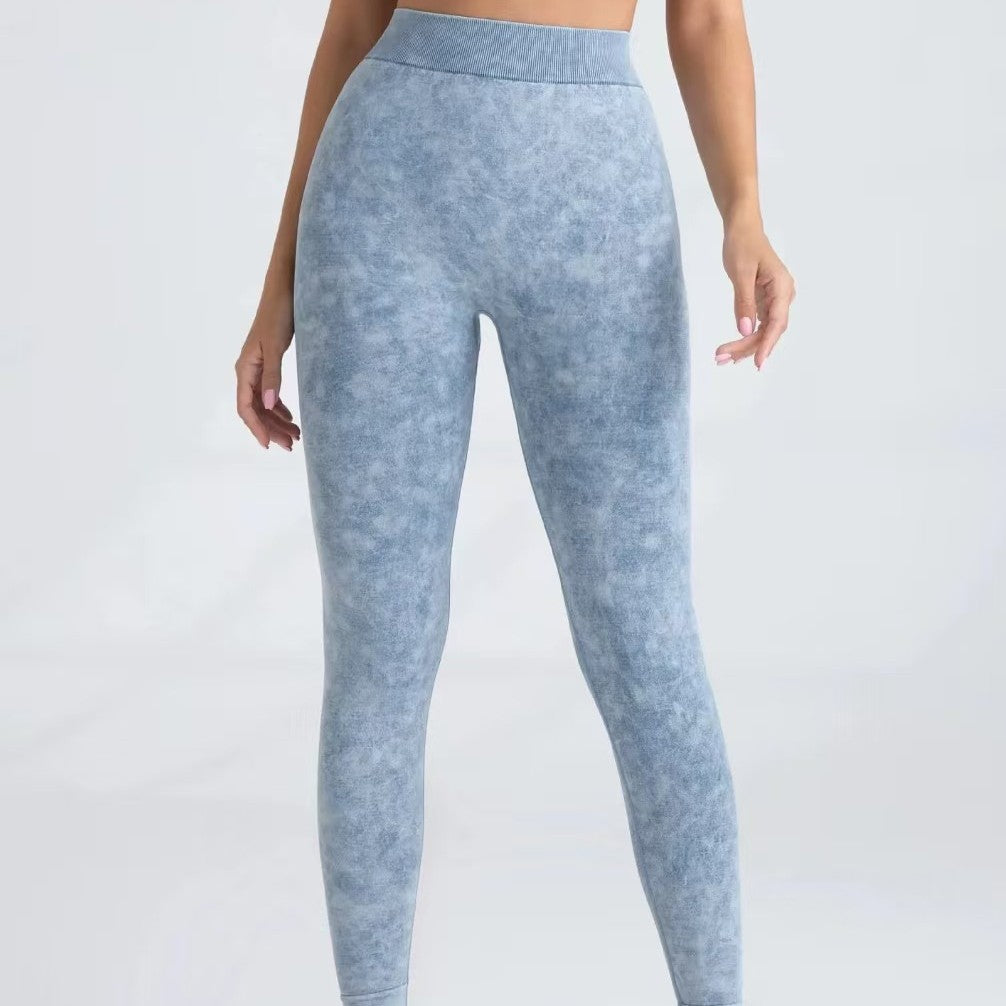 Luxurious sand-washed V-waist yoga leggings with hip-lifting technology. High-elastic, moisture-wicking fabric for superior comfort. Excellent for yoga, gym & casual wear. Explore sand-washed collection!