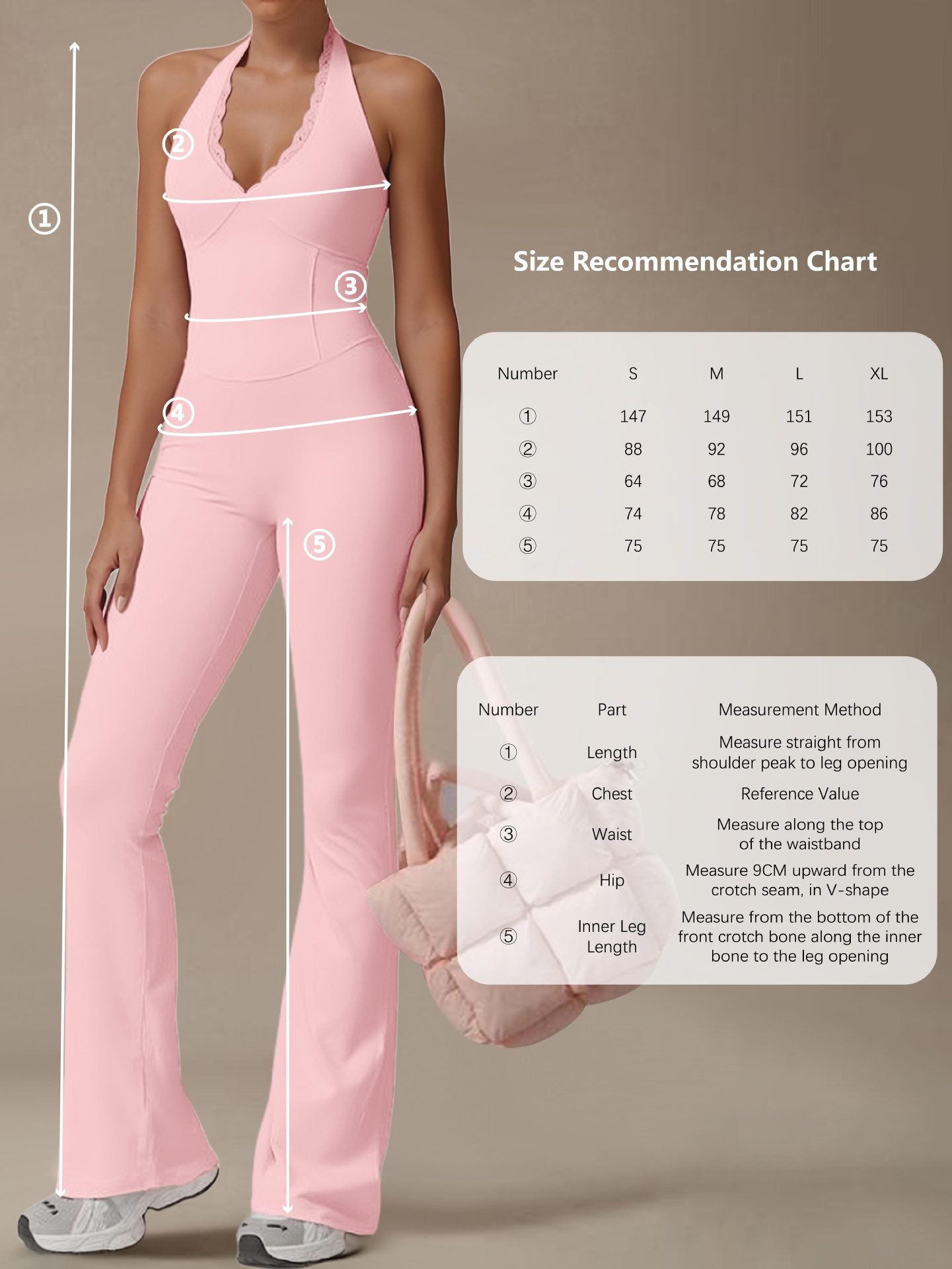 Premium halter yoga jumpsuit with elegant lace-trim detailing. High-stretch, moisture-wicking nylon fabric with flare leg design. Perfect for yoga, Pilates, dance & activewear. Shop Kincey now!