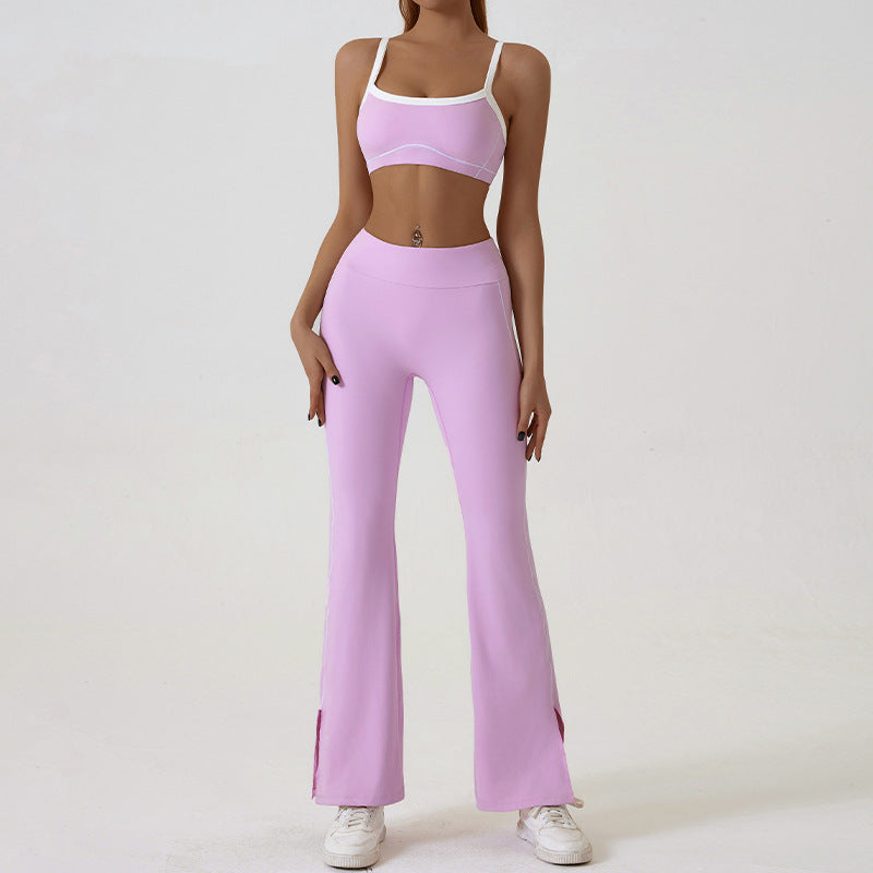 Shop Kincey's color-block yoga outfit for women. Slim-fit, naked-feel fabric with high-waist long pants. Quick-dry, 4-way stretch activewear for yoga & gym.