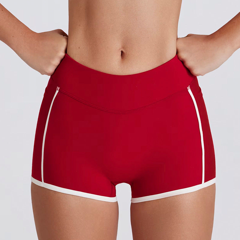 Kincey women's yoga activewear set: V-neck halter sports bra with matching shorts or leggings. Contrast stripe design, sizes S–XL. Shop yoga, gym & athleisure.