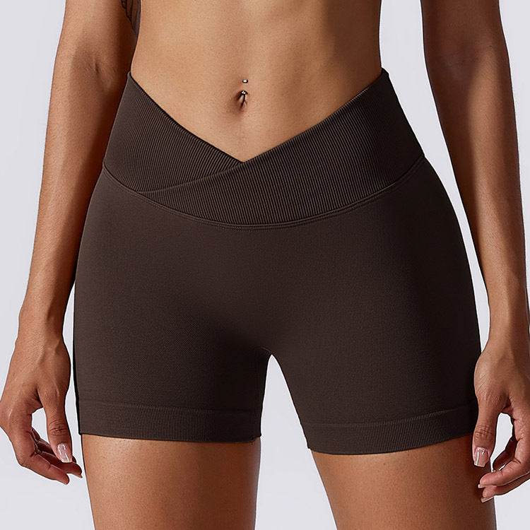 Versatile seamless V-waist yoga shorts with high-waist compression. Quick-dry, breathable fabric perfect for hot yoga, running & summer workouts. Perfect for summer - shop now!