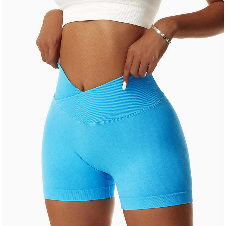 Versatile seamless V-waist yoga shorts with high-waist compression. Quick-dry, breathable fabric perfect for hot yoga, running & summer workouts. Perfect for summer - shop now!
