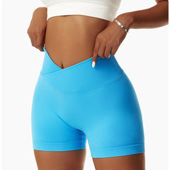 Versatile seamless V-waist yoga shorts with high-waist compression. Quick-dry, breathable fabric perfect for hot yoga, running & summer workouts. Perfect for summer - shop now!